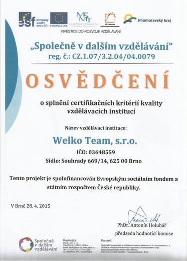 Osvědčení kritéria kvality